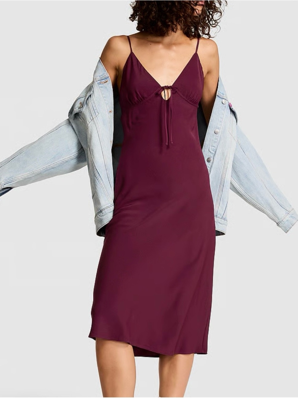 Victorias Secret Coquette Fall In Love Midi Slip Dress Wild Rose Womens Sz Small